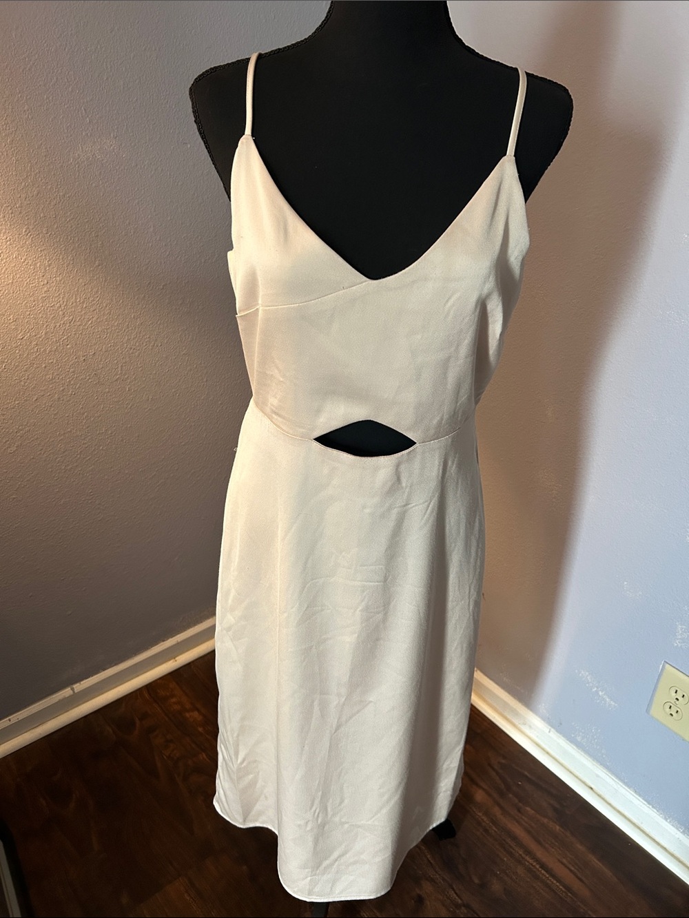 Sam Edelman Women Tan Cream Satin Cutout Slip Dress Size 8
